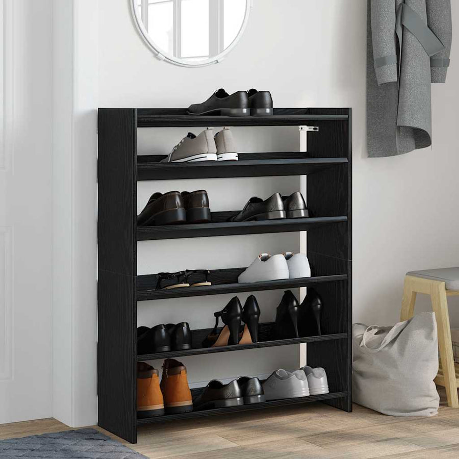 Schoenenrek 80x25x100 cm bewerkt hout zwart