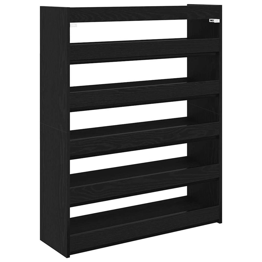Schoenenrek 80x25x100 cm bewerkt hout zwart