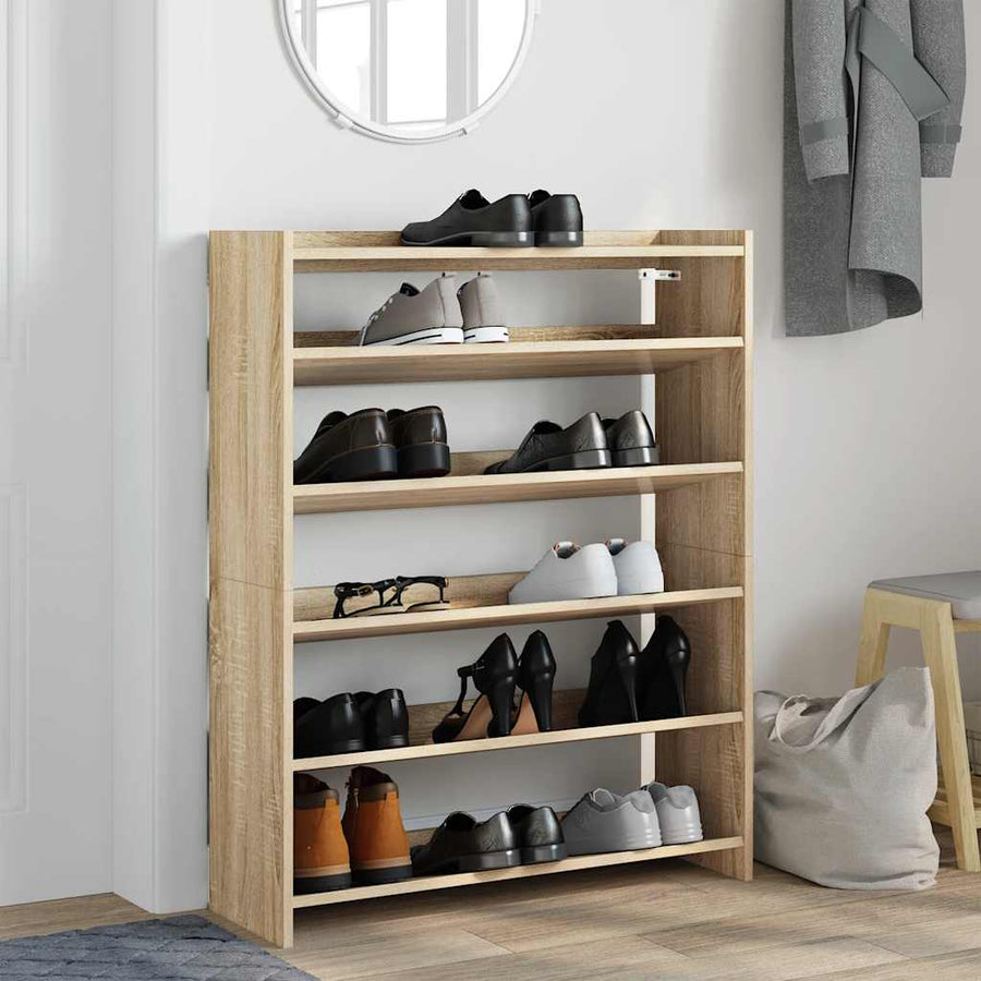 Schoenenrek 80x25x100 cm bewerkt hout sonoma eikenkleurig
