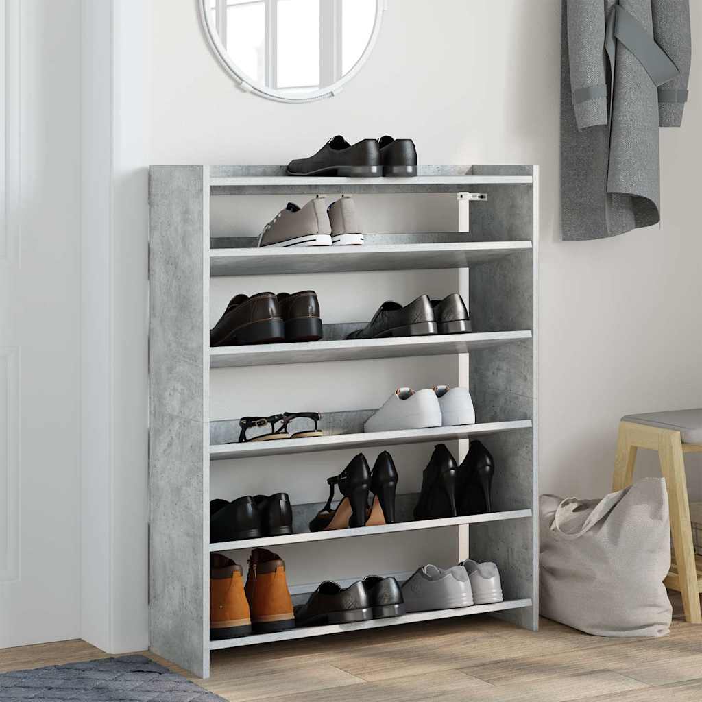 Schoenenkast 80x25x100 cm bewerkt hout betongrijs
