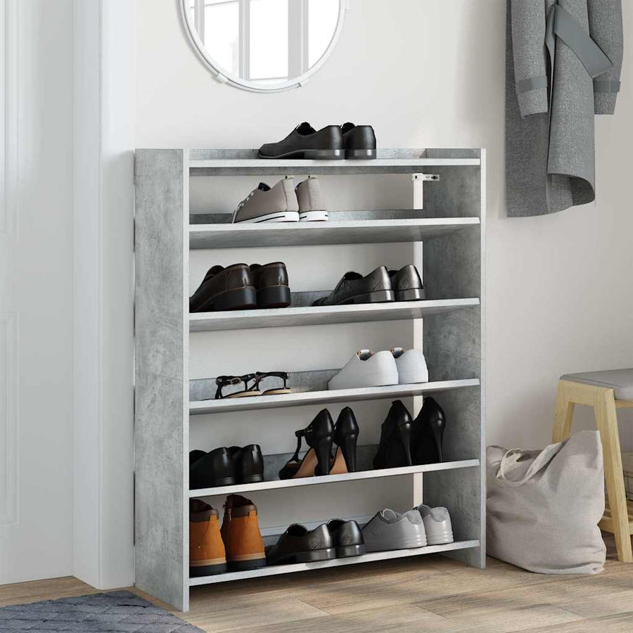 Schoenenkast 80x25x100 cm bewerkt hout betongrijs