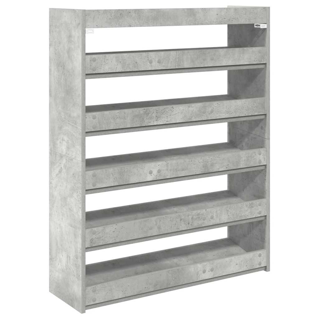 Schoenenkast 80x25x100 cm bewerkt hout betongrijs
