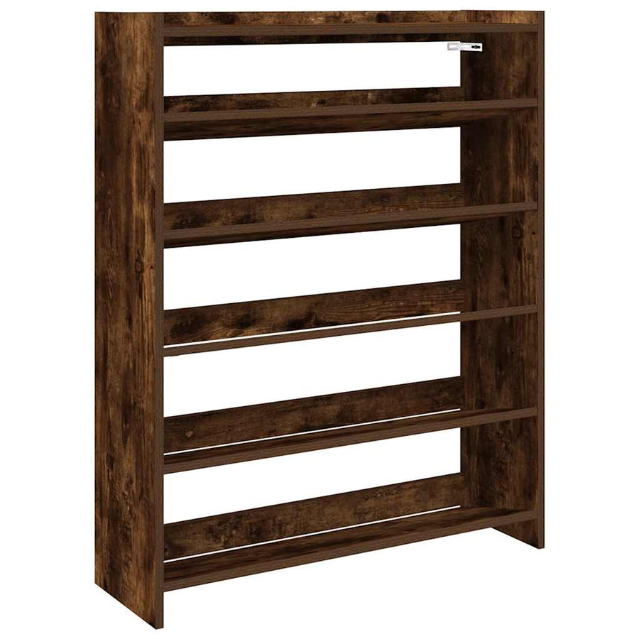 Schoenenrek 80x25x100 cm bewerkt hout gerookt eikenkleurig