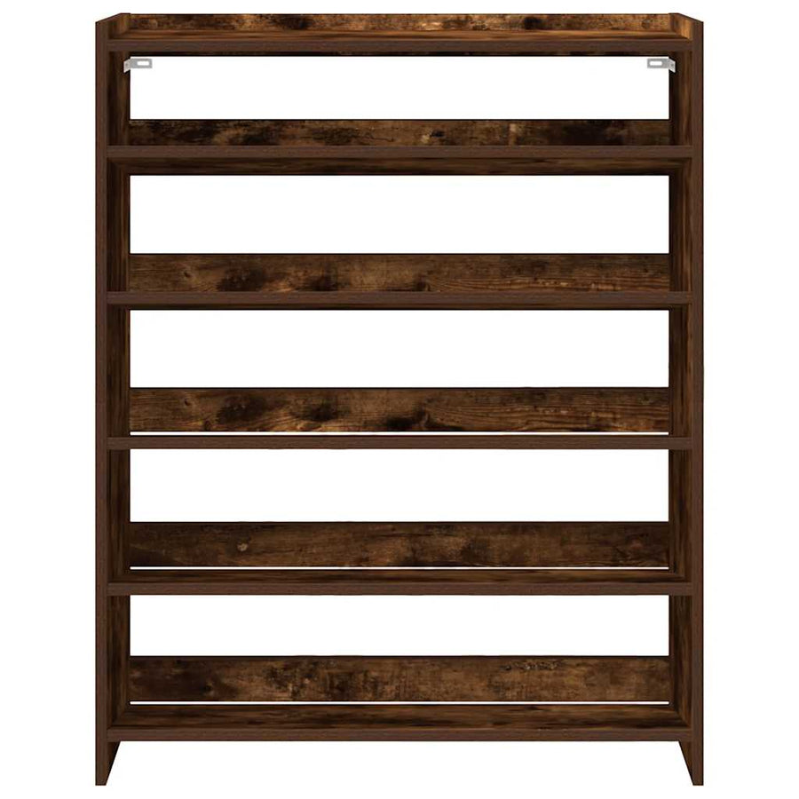 Schoenenrek 80x25x100 cm bewerkt hout gerookt eikenkleurig
