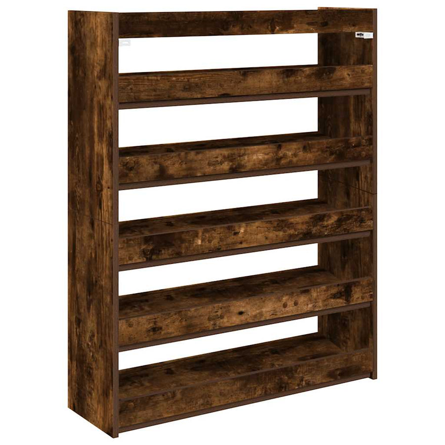 Schoenenrek 80x25x100 cm bewerkt hout gerookt eikenkleurig