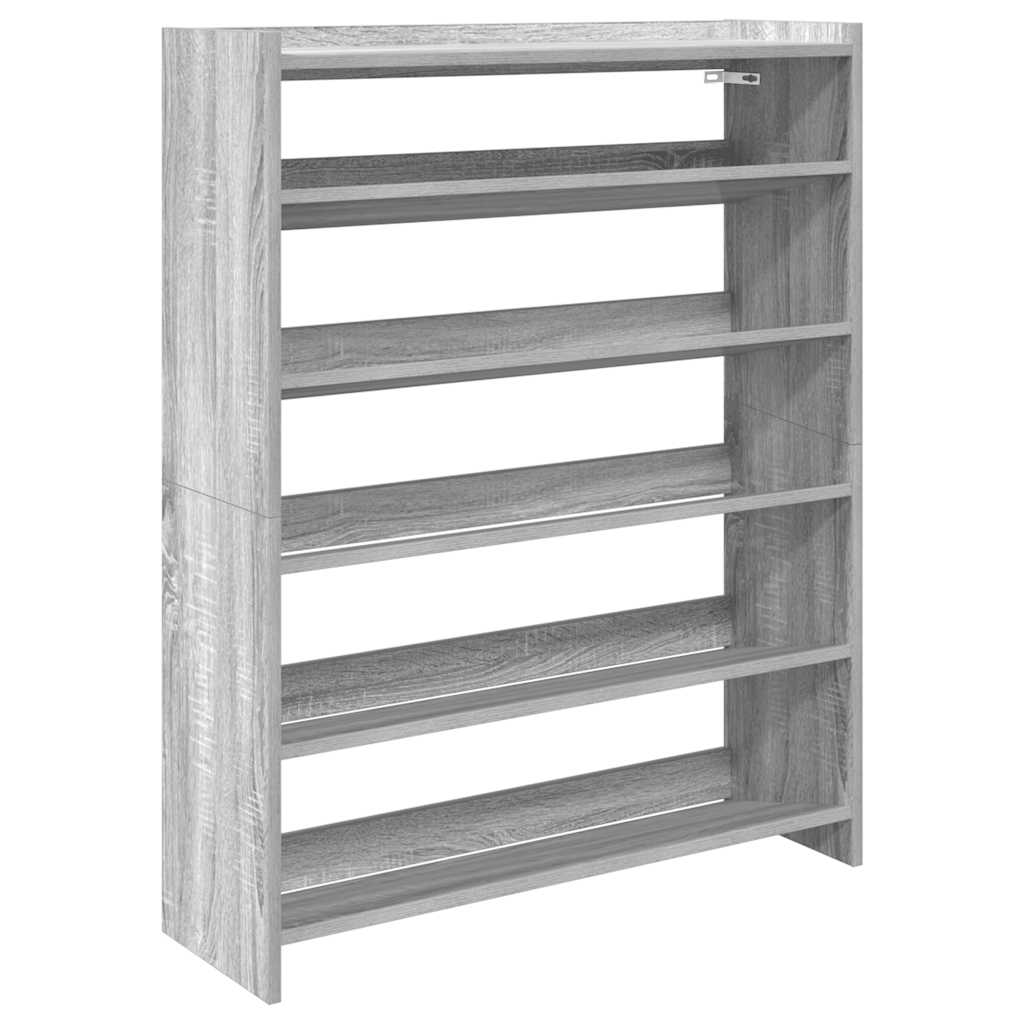 Schoenenrek 80x25x100 cm bewerkt hout grijs sonoma eikenkleurig