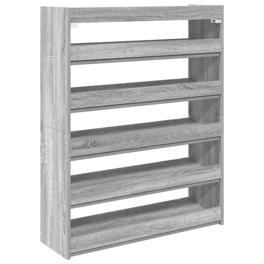 Schoenenrek 80x25x100 cm bewerkt hout grijs sonoma eikenkleurig