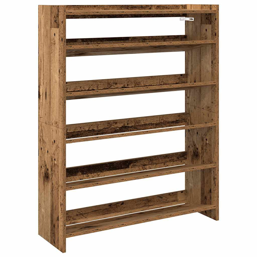 Schoenenrek 80x25x100 cm bewerkt hout oud houtkleurig