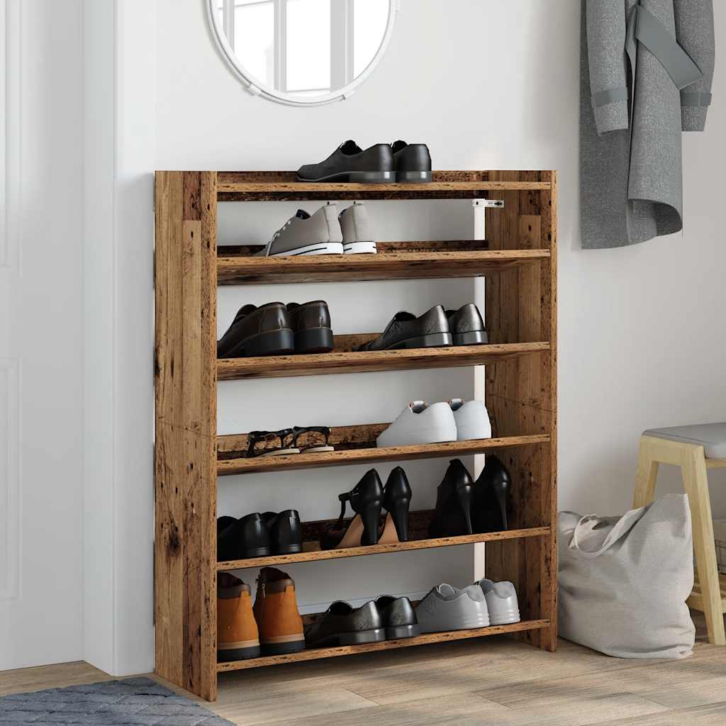 Schoenenrek 80x25x100 cm bewerkt hout oud houtkleurig