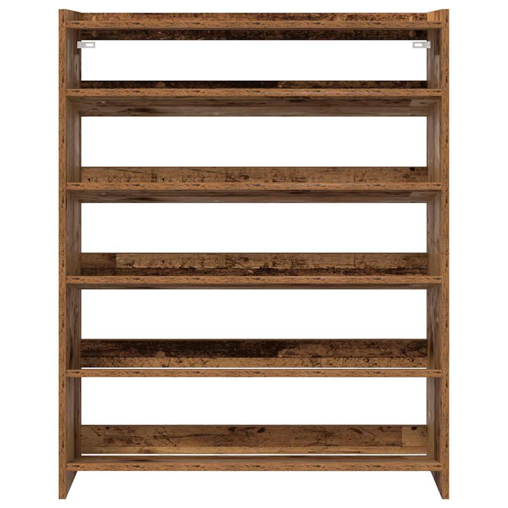 Schoenenrek 80x25x100 cm bewerkt hout oud houtkleurig