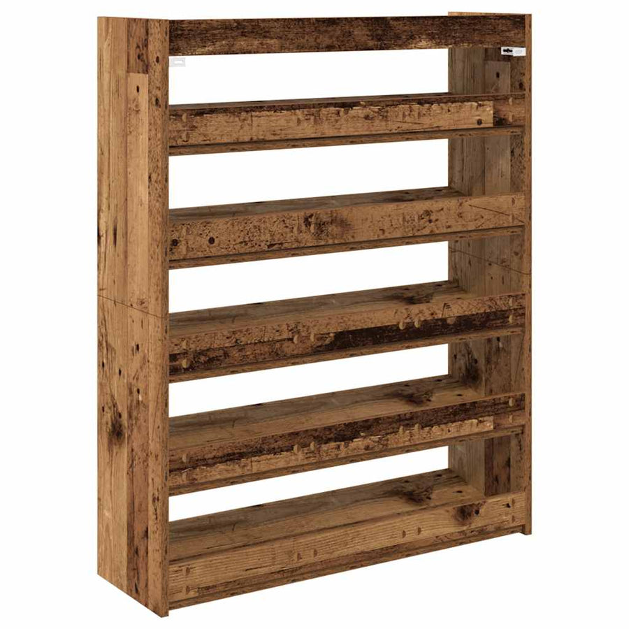 Schoenenrek 80x25x100 cm bewerkt hout oud houtkleurig