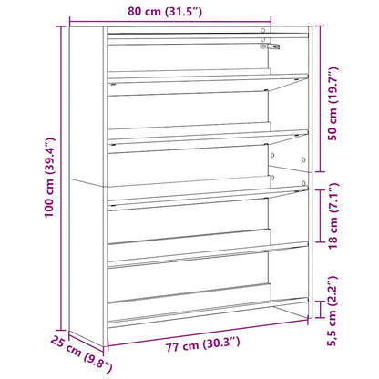 Schoenenrek 80x25x100 cm bewerkt hout oud houtkleurig