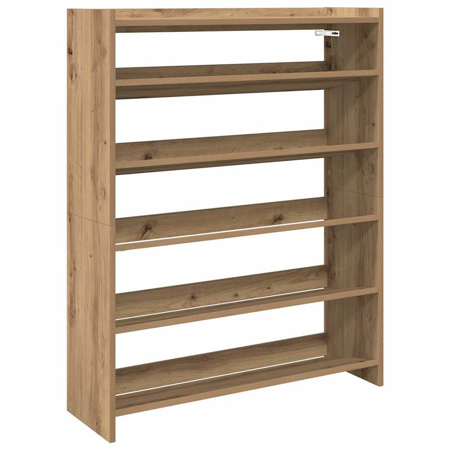 Schoenenrek 80x25x100 cm bewerkt hout artisanaal eikenkleur