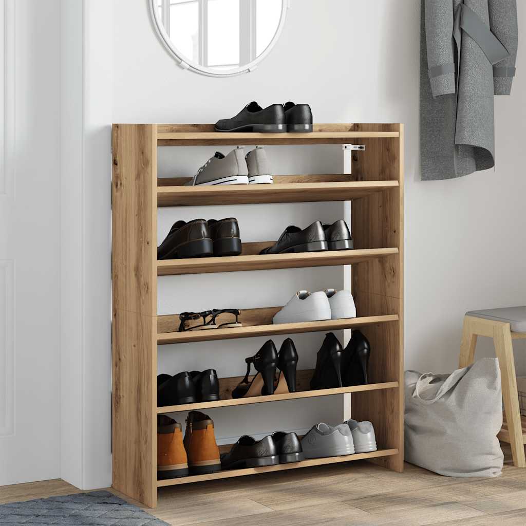 Schoenenrek 80x25x100 cm bewerkt hout artisanaal eikenkleur