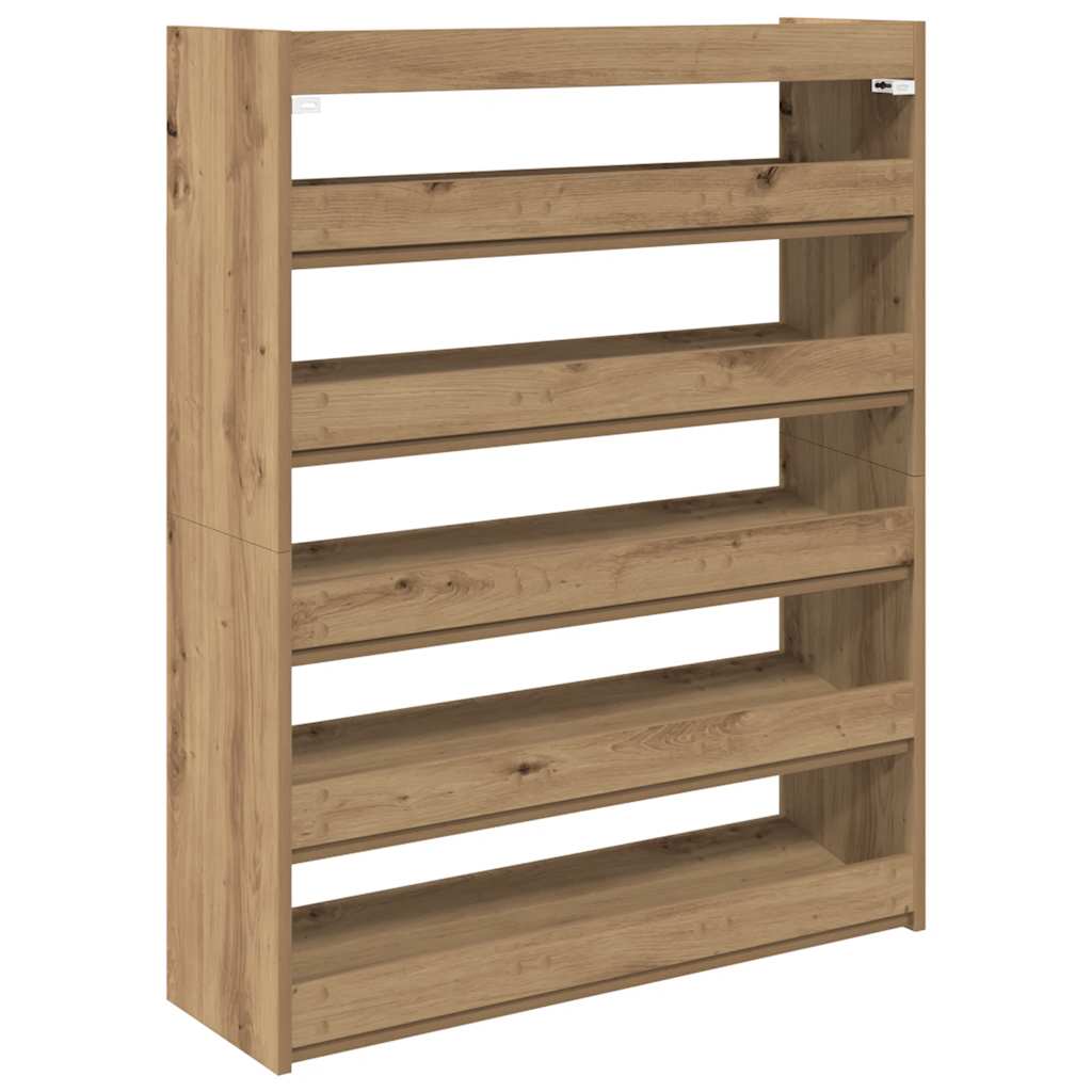 Schoenenrek 80x25x100 cm bewerkt hout artisanaal eikenkleur
