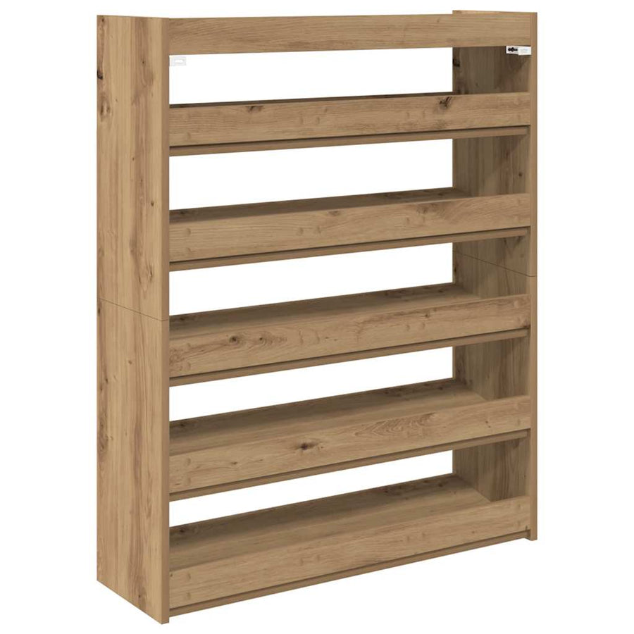 Schoenenrek 80x25x100 cm bewerkt hout artisanaal eikenkleur