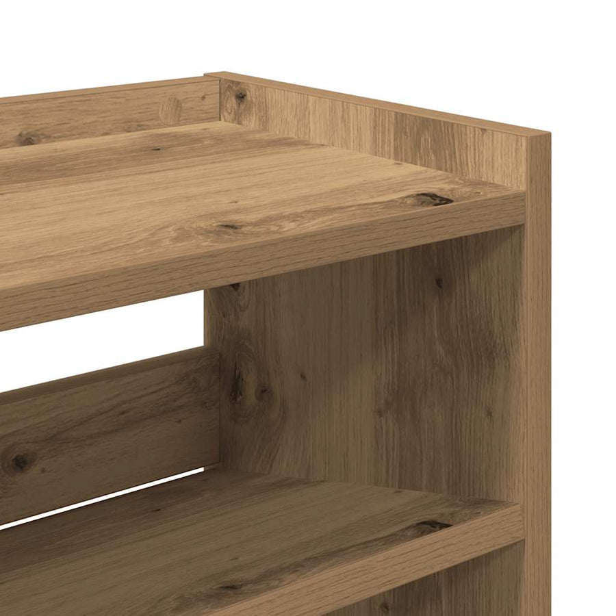 Schoenenrek 80x25x100 cm bewerkt hout artisanaal eikenkleur