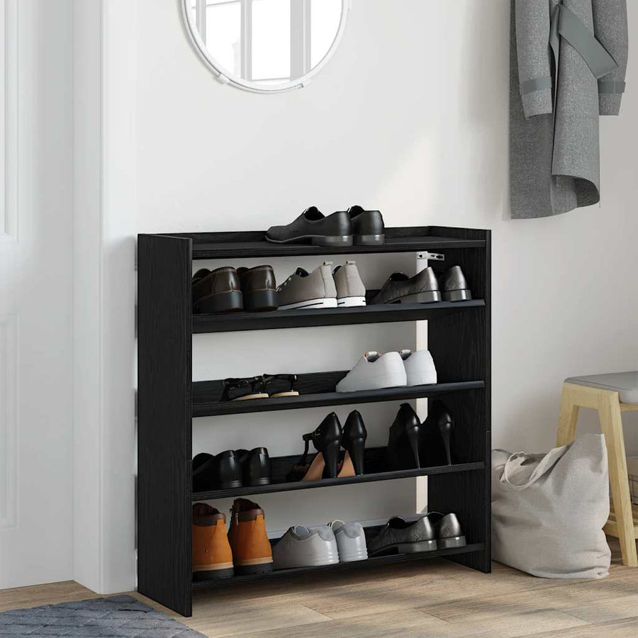 Schoenenrek 80x25x81 cm bewerkt hout zwart