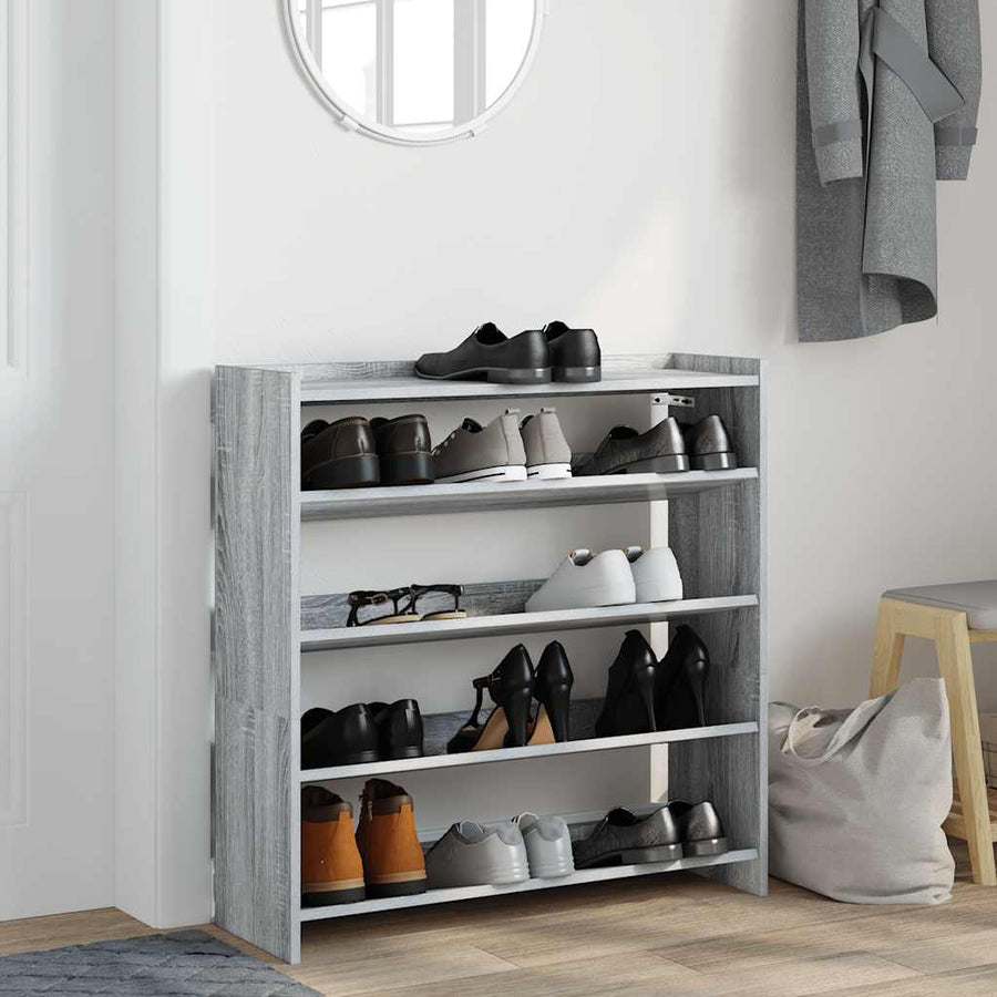 Schoenenrek 80x25x81 cm bewerkt hout grijs sonoma eikenkleur