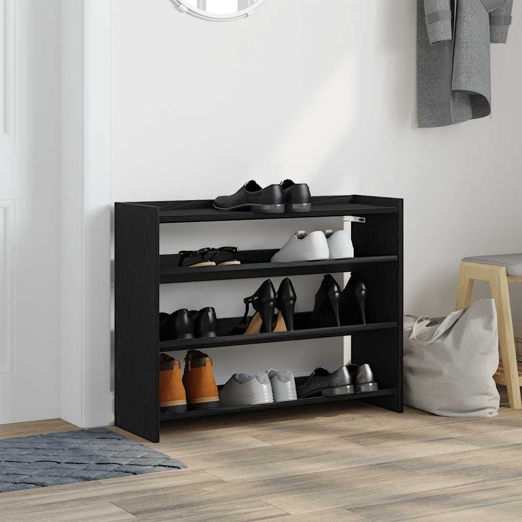 Schoenenrek 80x25x61,5 cm bewerkt hout zwart
