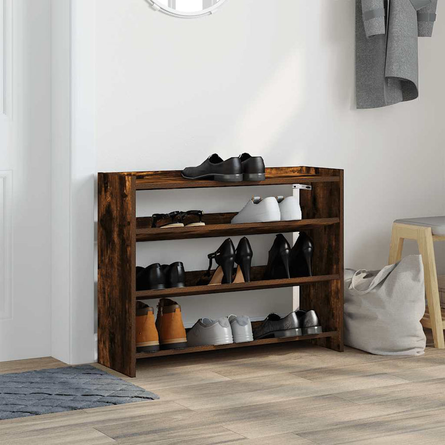 Schoenenrek 80x25x61,5 cm bewerkt hout gerookt eikenkleurig