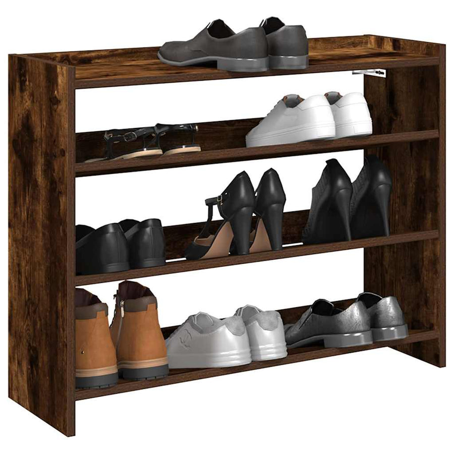 Schoenenrek 80x25x61,5 cm bewerkt hout gerookt eikenkleurig