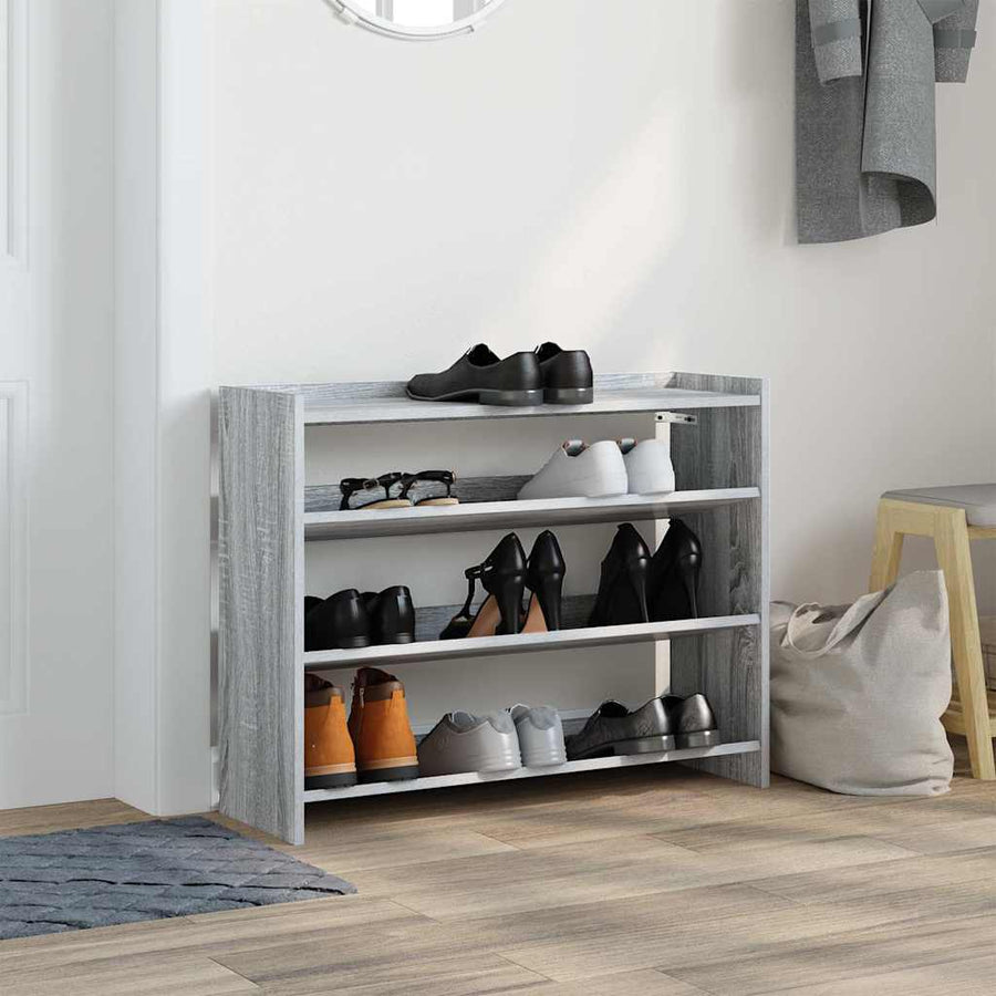 Schoenenrek 80x25x61,5 cm bewerkt hout grijs sonoma eikenkleur