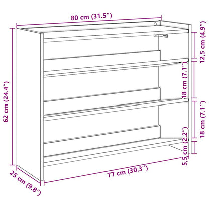 Schoenenrek 80x25x61,5 cm bewerkt hout grijs sonoma eikenkleur