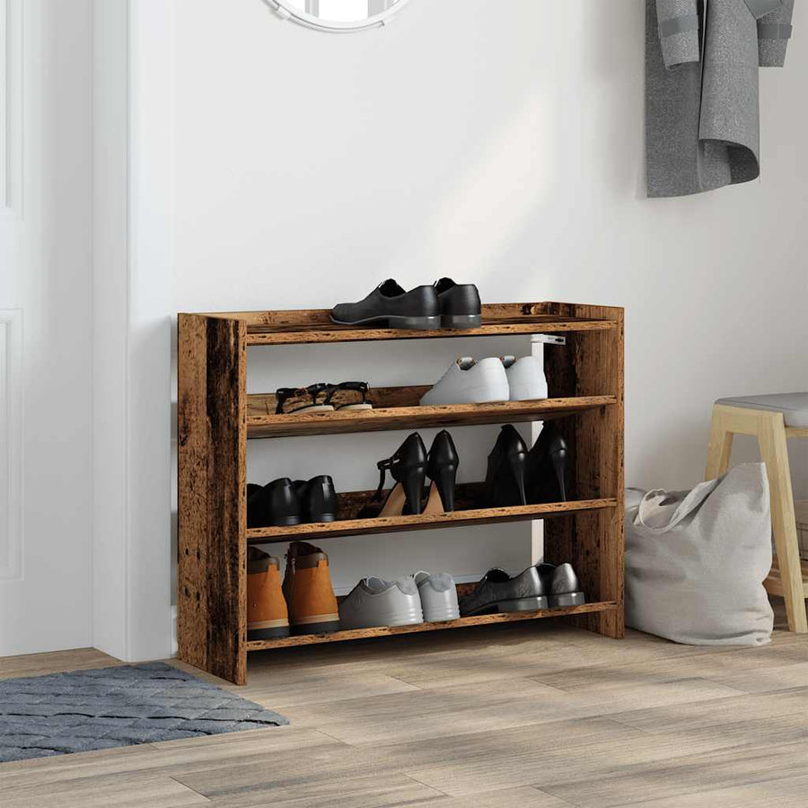 Schoenenrek 80x25x61,5 cm bewerkt hout oud houtkleurig