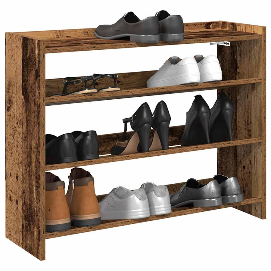 Schoenenrek 80x25x61,5 cm bewerkt hout oud houtkleurig