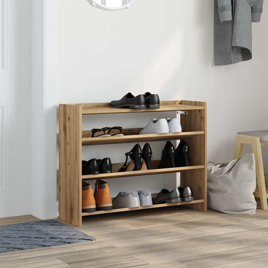Schoenenrek 80x25x61,5 cm bewerkt hout artisanaal eikenkleur