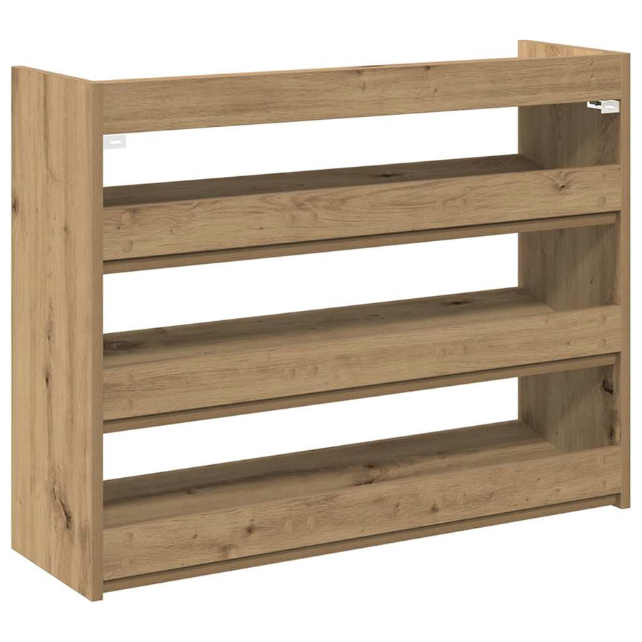 Schoenenrek 80x25x61,5 cm bewerkt hout artisanaal eikenkleur