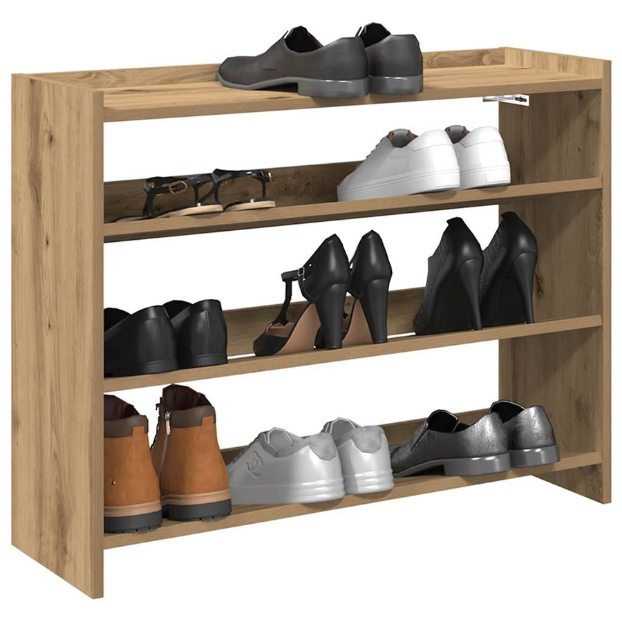 Schoenenrek 80x25x61,5 cm bewerkt hout artisanaal eikenkleur
