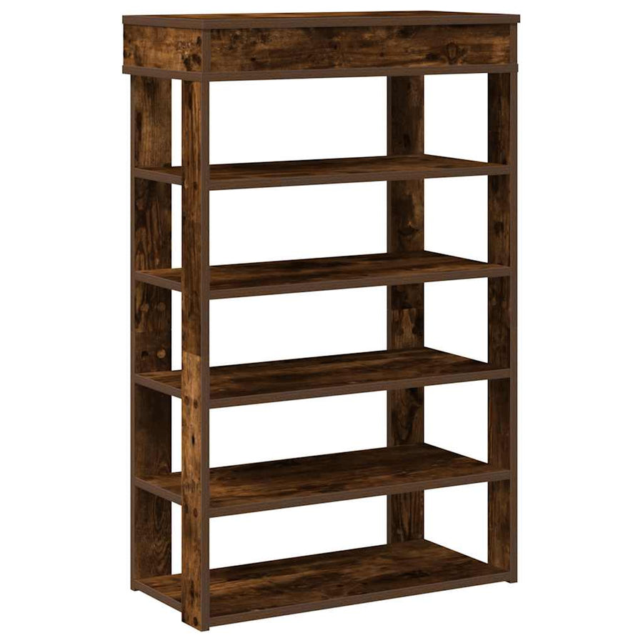 Schoenenrek 60x30x98 cm bewerkt hout gerookt eikenkleurig