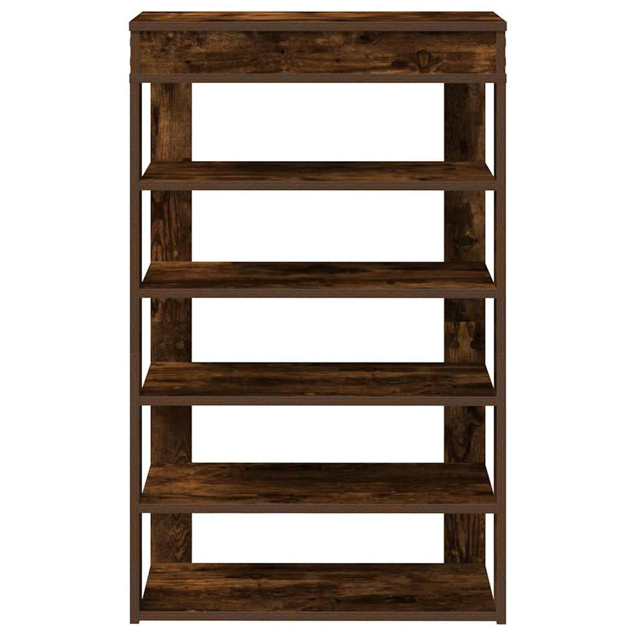 Schoenenrek 60x30x98 cm bewerkt hout gerookt eikenkleurig