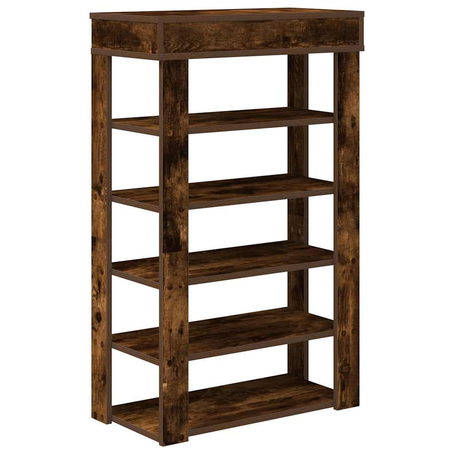 Schoenenrek 60x30x98 cm bewerkt hout gerookt eikenkleurig