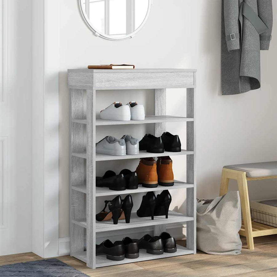 Schoenenrek 60x30x98 cm bewerkt hout grijs sonoma