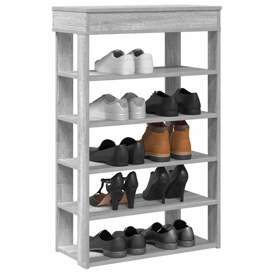Schoenenrek 60x30x98 cm bewerkt hout grijs sonoma
