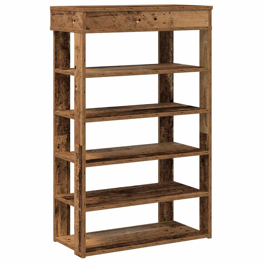 Schoenenrek 60x30x98 cm bewerkt hout oud houtkleurig