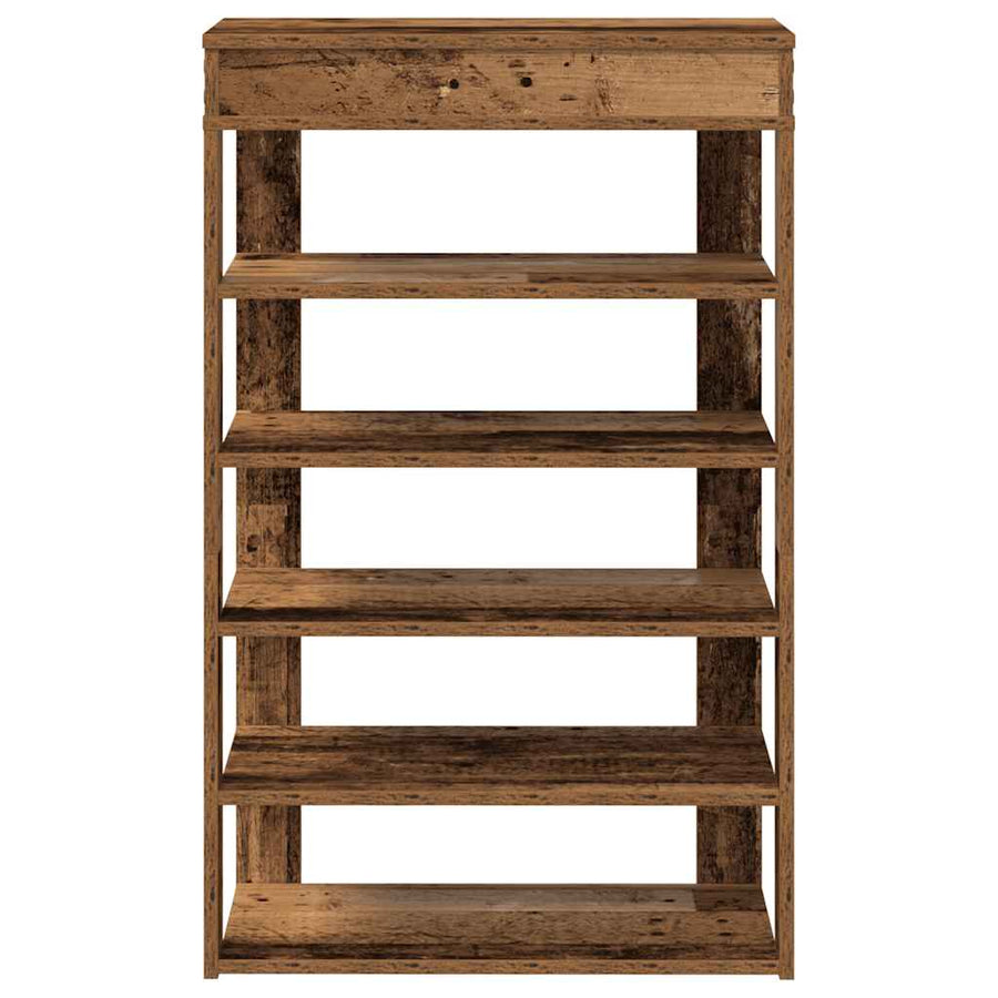 Schoenenrek 60x30x98 cm bewerkt hout oud houtkleurig
