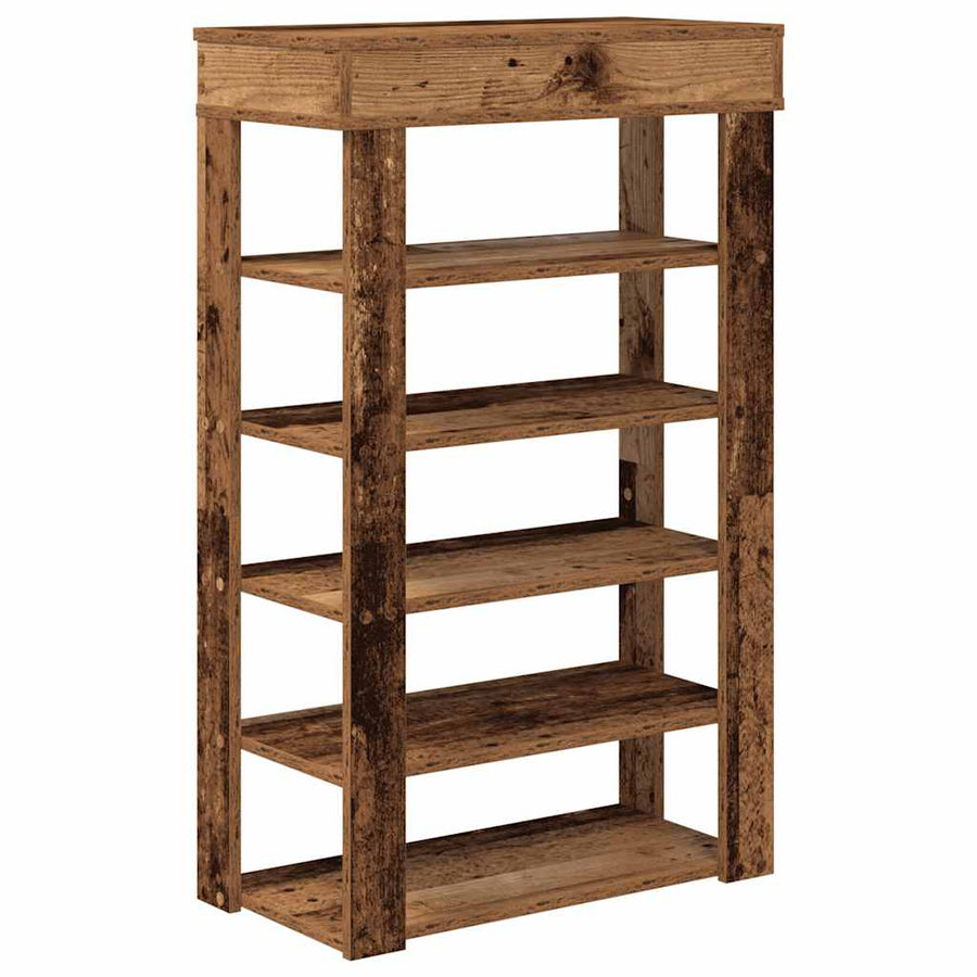 Schoenenrek 60x30x98 cm bewerkt hout oud houtkleurig
