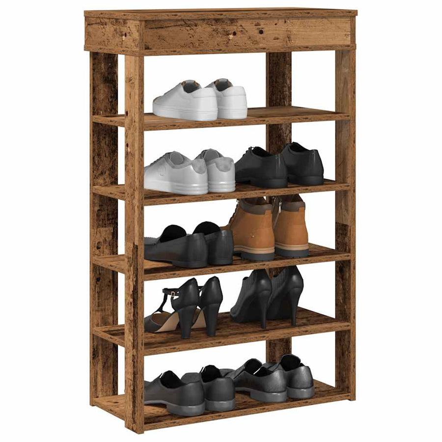 Schoenenrek 60x30x98 cm bewerkt hout oud houtkleurig