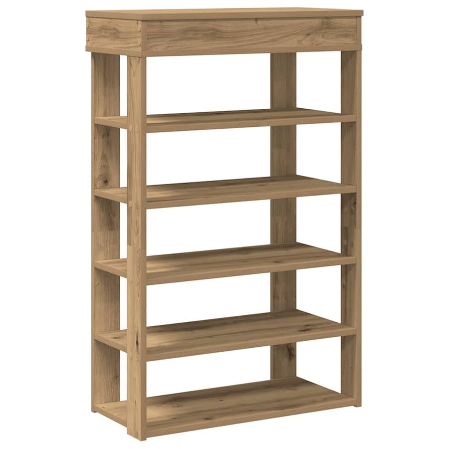 Schoenenrek 60x30x98 cm bewerkt hout artisanaal eikenkleur