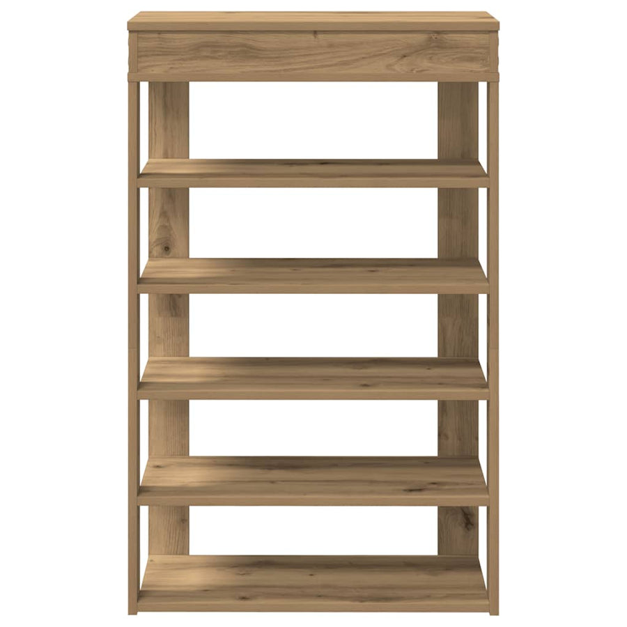 Schoenenrek 60x30x98 cm bewerkt hout artisanaal eikenkleur