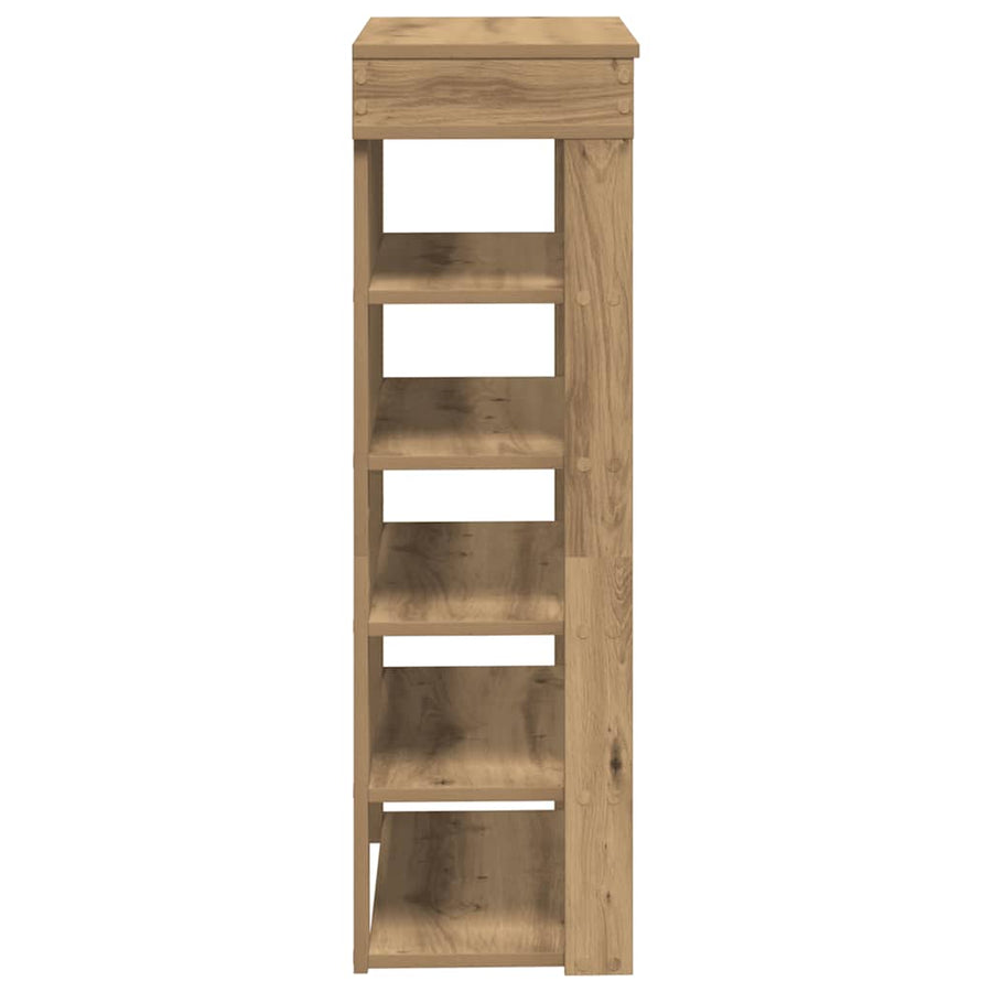 Schoenenrek 60x30x98 cm bewerkt hout artisanaal eikenkleur
