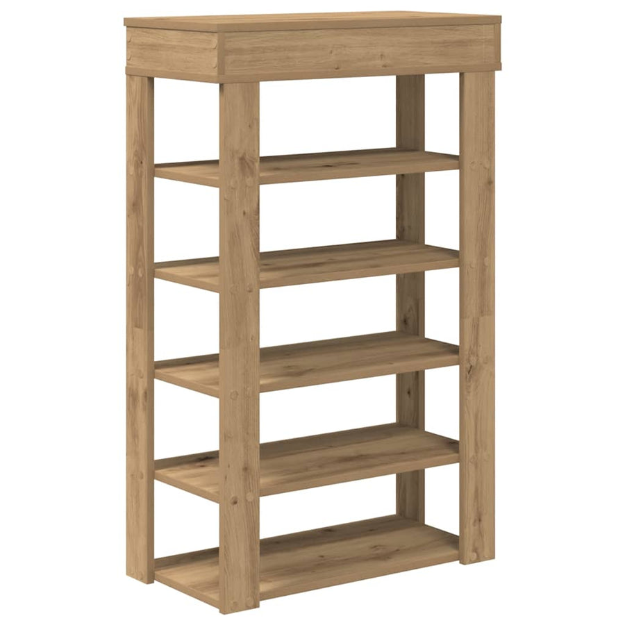 Schoenenrek 60x30x98 cm bewerkt hout artisanaal eikenkleur