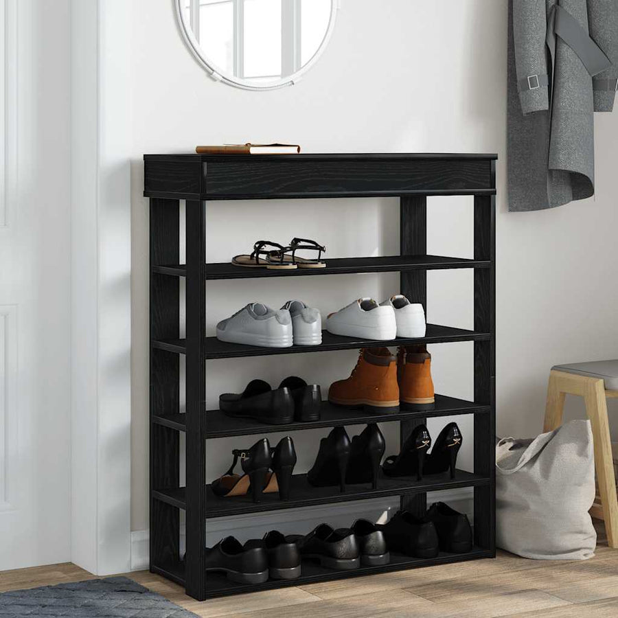 Schoenenrek 80x30x98 cm bewerkt hout zwart