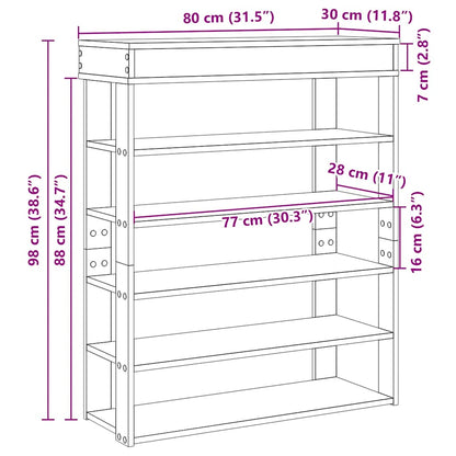 Schoenenrek 80x30x98 cm bewerkt hout zwart
