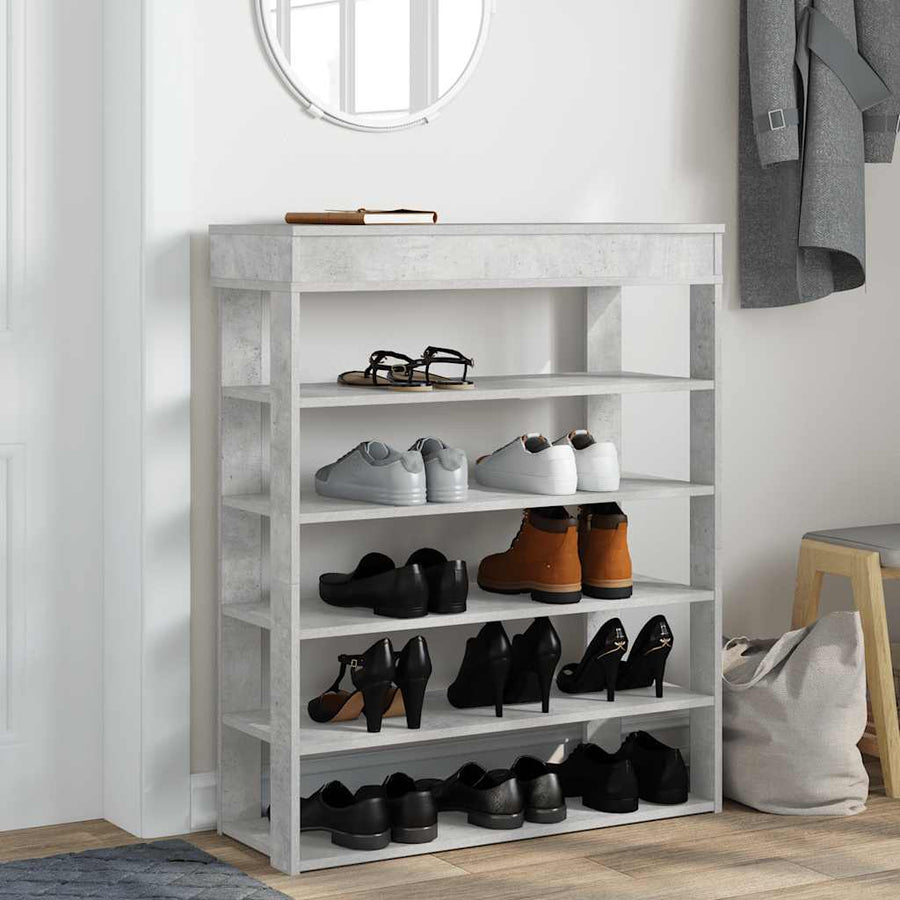 Schoenenrek 80x30x98 cm bewerkt hout betongrijs
