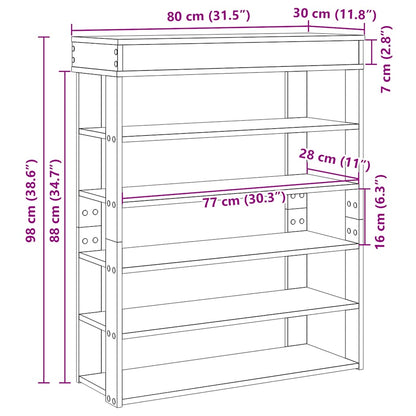 Schoenenrek 80x30x98 cm bewerkt hout betongrijs